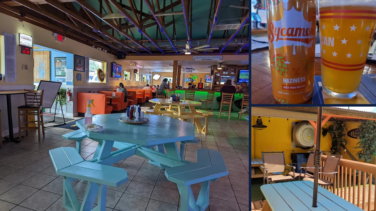 Cozy restaurant interior with bar seating.